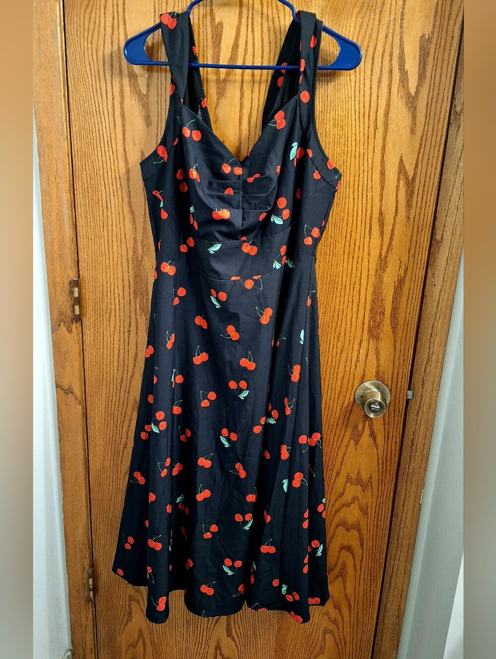 Black Cherry Print Sleeveless Dress